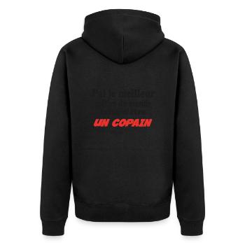 J'ai le meilleur métier du monde : COPAIN - Veste à capuche bio Premium Unisexe - noir - Dos - Nico (187cm)