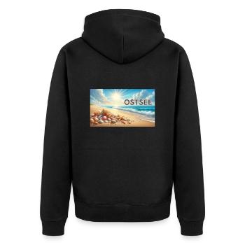 Ostsee - Unisex Premium Bio Zip Hoodie - Schwarz - Hinten - Nico (187cm)