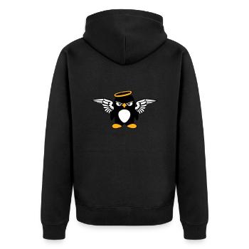 Pinguin Engel Flügel Heiligenschein Heilig fliegt - Unisex Premium Bio Zip Hoodie - Schwarz - Hinten - Nico (187cm)
