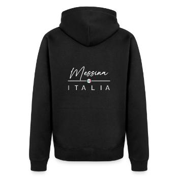 Italia - Messina - Italien - Italy - Unisex Premium Bio Zip Hoodie - Schwarz - Hinten - Nico (187cm)