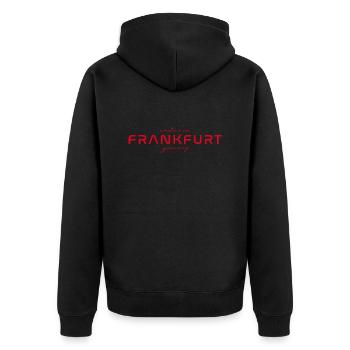 T-shirt Francfort – Skyline Love - Veste à capuche bio Premium Unisexe - noir - Dos - Nico (187cm)