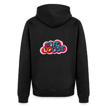 Sicheres Beuten - Unisex Premium Bio Zip Hoodie - Schwarz - Hinten - Nico (187cm)