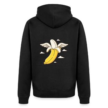 Banana Streetwear No. 1 - Unisex Premium Organic Zip Hoodie - black - Back - Nico (187cm)