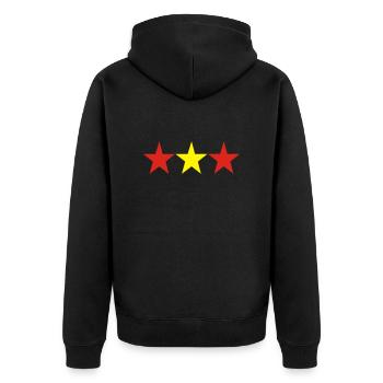 3_stars_spain - Unisex Premium Bio Zip Hoodie - Schwarz - Hinten - Nico (187cm)