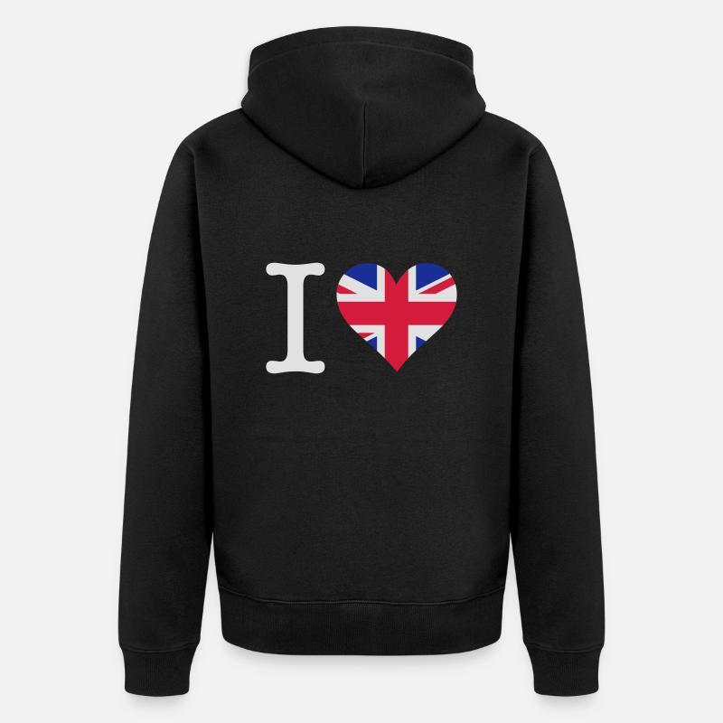 J'aime le Royaume-Uni - Veste à capuche bio Premium Unisexe - noir