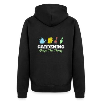 Gardening Cheaper Than Therapy - Unisex Premium Organic Zip Hoodie - black - Back - Nico (187cm)