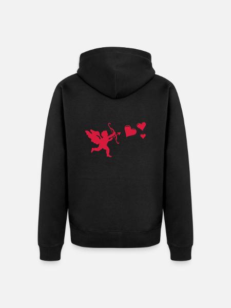 Engel mit Herzen - Unisex Premium Bio Zip Hoodie - Schwarz