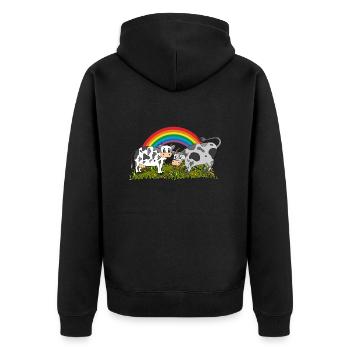 Kuh und Bulle - Unisex Premium Bio Zip Hoodie - Schwarz - Hinten - Nico (187cm)