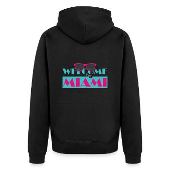Miami - Unisex Premium Bio Zip Hoodie - Schwarz - Hinten - Nico (187cm)