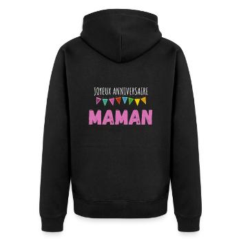 Joyeux anniversaire maman - Veste à capuche bio Premium Unisexe - noir - Dos - Nico (187cm)