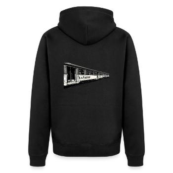 le vieux train wagons vapeur - Veste à capuche bio Premium Unisexe - noir - Dos - Nico (187cm)