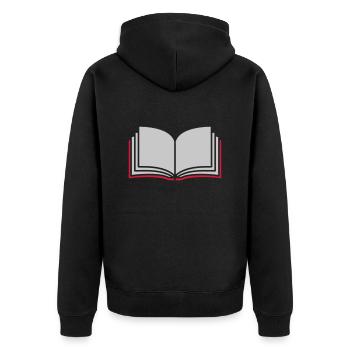 Learning Open Book Pages - Unisex Premium Organic Zip Hoodie - black - Back - Nico (187cm)