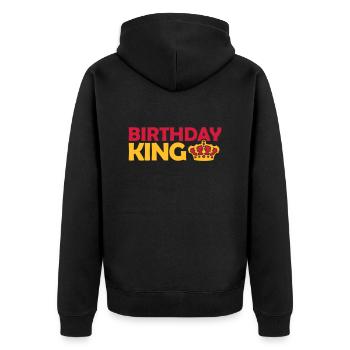 Birthday King Party Logo - Unisex Premium Bio Zip Hoodie - Schwarz - Hinten - Nico (187cm)