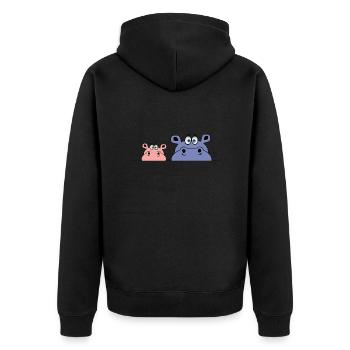 huhu hello moin day meal lookuck gift animal - Unisex Premium Organic Zip Hoodie - black - Back - Nico (187cm)