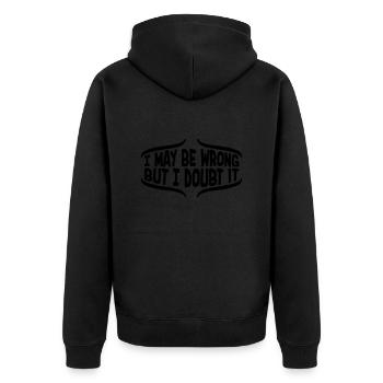I may be wrong - Unisex Premium Organic Zip Hoodie - black - Back - Nico (187cm)