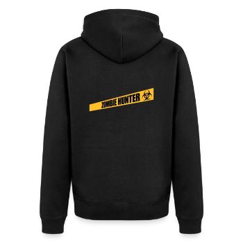 zombie hunter Halloween quote - Unisex Premium Organic Zip Hoodie - black - Back - Nico (187cm)