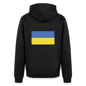 Ukraine Flagg Flage - Unisex Premium Bio Zip Hoodie - Schwarz - Hinten - Nico (187cm)
