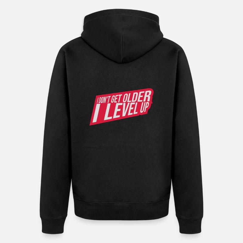 get older level up - Unisex Premium Bio Zip Hoodie - Schwarz