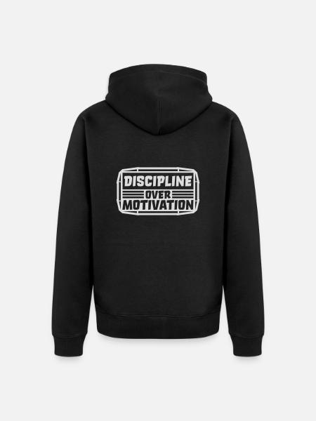 discipline over motivation quote - Unisex Premium Organic Zip Hoodie - black