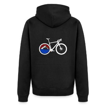 Gravel Bike Berg Rennrad Fahrrad lustiges Geschenk - Unisex Premium Bio Zip Hoodie - Schwarz - Hinten - Nico (187cm)