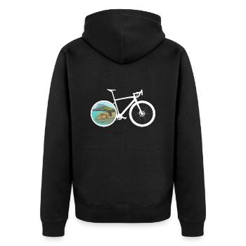 Gravel Bike See Rennrad Fahrrad lustige Geschenk - Unisex Premium Bio Zip Hoodie - Schwarz - Hinten - Nico (187cm)