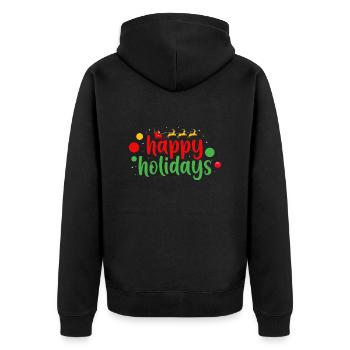 Happy holidays Weihnachten Xmas - Unisex Premium Bio Zip Hoodie - Schwarz - Hinten - Nico (187cm)