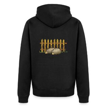 Igel - Unisex Premium Bio Zip Hoodie - Schwarz - Hinten - Nico (187cm)