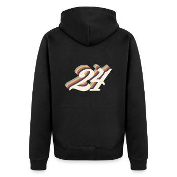24ème anniversaire vintage - Veste à capuche bio Premium Unisexe - noir - Dos - Nico (187cm)