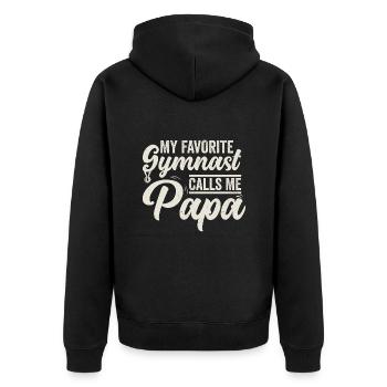 Mon gymnaste préféré m’appelle Papa - Veste à capuche bio Premium Unisexe - noir - Dos - Nico (187cm)