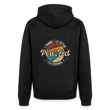 Père-fect | Fête Des Pères | Mandala - Veste à capuche bio Premium Unisexe - noir - Dos - Nico (187cm)