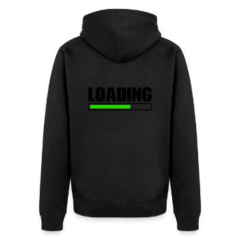 Loading - Unisex Premium Organic Zip Hoodie - black - Back - Nico (187cm)