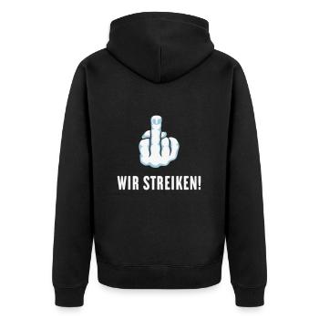 Stinkefinger – Wir Streiken! (Streik Streikposten) - Unisex Premium Bio Zip Hoodie - Schwarz - Hinten - Nico (187cm)
