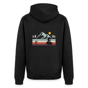 Cadeau pêche pêche pêcheur pêche pêcheur landscape - Veste à capuche bio Premium Unisexe - noir - Dos - Nico (187cm)