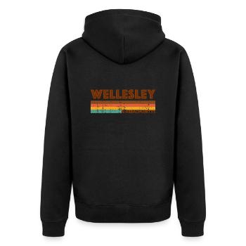 Vintage 1980s Style Wellesley MA - Veste à capuche bio Premium Unisexe - noir - Dos - Nico (187cm)