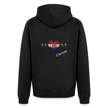 Croatia - Unisex Premium Bio Zip Hoodie - Schwarz - Hinten - Nico (187cm)