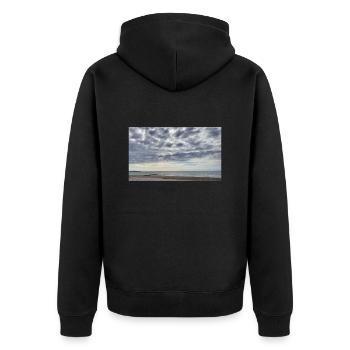 Wolken - Unisex Premium Bio Zip Hoodie - Schwarz - Hinten - Nico (187cm)