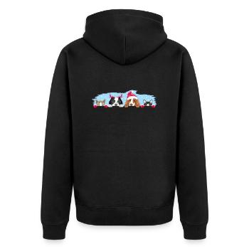 Peeking dogs and cats in Christmas accessories - Unisex Premium Organic Zip Hoodie - black - Back - Nico (187cm)