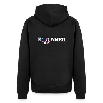 Enflamed | Election 2024 - Unisex Premium Bio Zip Hoodie - Schwarz - Hinten - Nico (187cm)