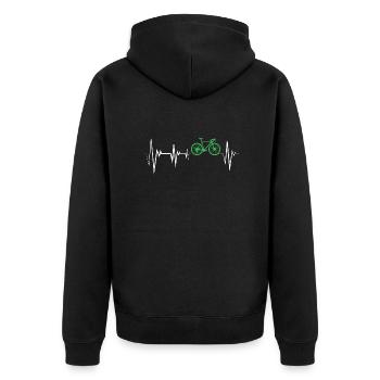 Bicycle Heartbeat Pulse Cycling Road Bike - Unisex Premium Organic Zip Hoodie - black - Back - Nico (187cm)