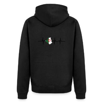 Heartbeat Algeria - Unisex Premium Organic Zip Hoodie - black - Back - Nico (187cm)