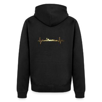 Heartbeat Italien - Unisex Premium Bio Zip Hoodie - Schwarz - Hinten - Nico (187cm)