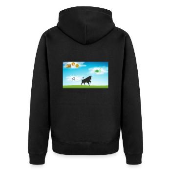 Börsenbulle im Börsenparadies - Unisex Premium Bio Zip Hoodie - Schwarz - Hinten - Nico (187cm)