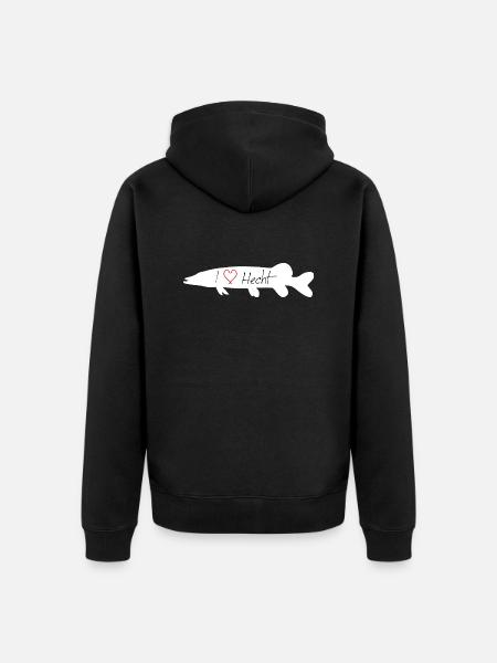 I Love Pike white - Unisex Premium Organic Zip Hoodie - black