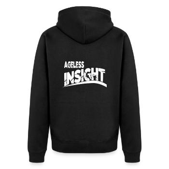 bday geek wise decisions humor mind mind power - Unisex Premium Organic Zip Hoodie - black - Back - Nico (187cm)