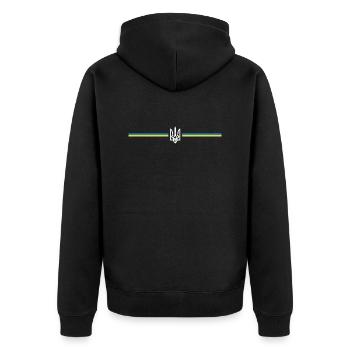 Ukraine Aid - Peace for Ukraine - Trident - Unisex Premium Organic Zip Hoodie - black - Back - Nico (187cm)