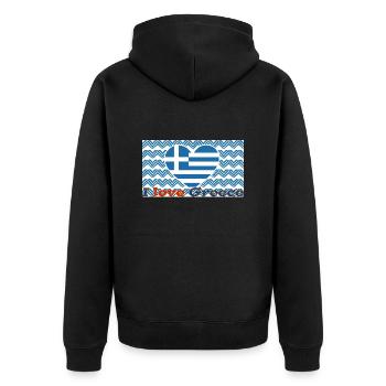 I love Greece - Unisex Premium Bio Zip Hoodie - Schwarz - Hinten - Nico (187cm)