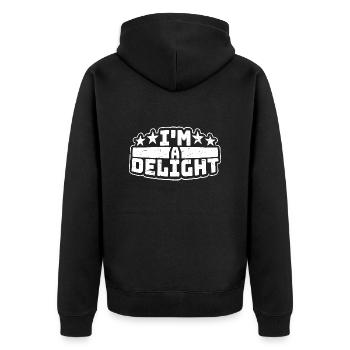 Funny I'm A Delight Sarcastic Delightful Humor Fun - Unisex Premium Organic Zip Hoodie - black - Back - Nico (187cm)