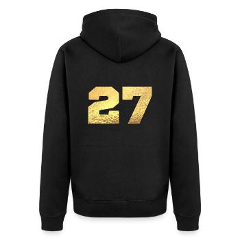 Number 27 Gold Glitter - 27th Anniversary - Unisex Premium Organic Zip Hoodie - black - Back - Nico (187cm)