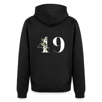 Nummer 49 Grüne Blumen - 49. Blumengeburtstag - Unisex Premium Bio Zip Hoodie - Schwarz - Hinten - Nico (187cm)