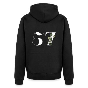 Nummer 57 Blumengrün - 57. Blumengeburtstag - Unisex Premium Bio Zip Hoodie - Schwarz - Hinten - Nico (187cm)